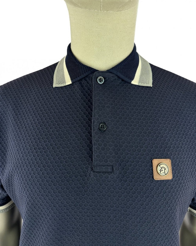 TROJAN Textured Jacquard Collar Polo TR/9129 Navy