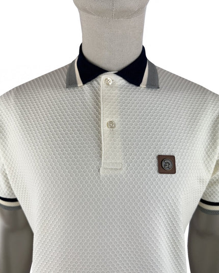 TROJAN Textured Jacquard Collar Polo TR/9129 Ecru