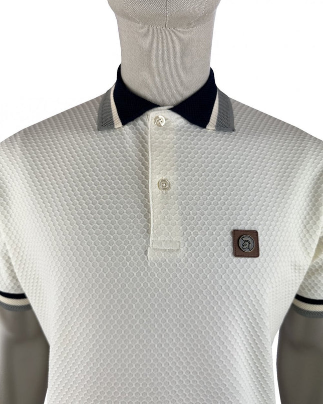 TROJAN Textured Jacquard Collar Polo TR/9129 Ecru