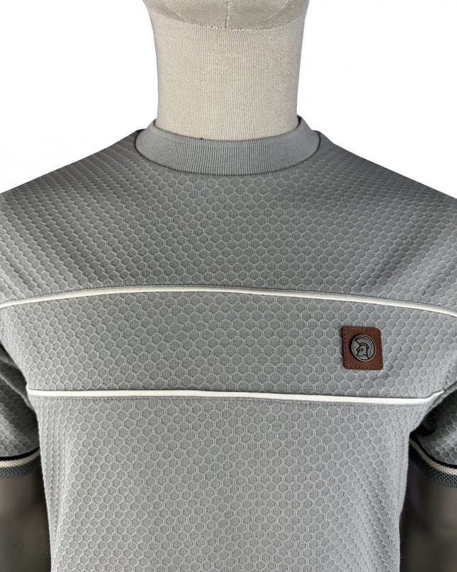 Trojan Textured Piped Tee TR/9143 Grey