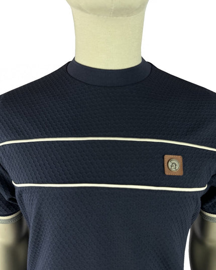 Trojan Textured Piped Tee TR/9143 Navy
