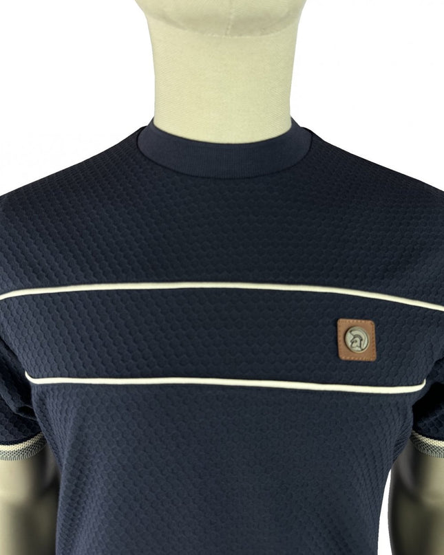 Trojan Textured Piped Tee TR/9143 Navy
