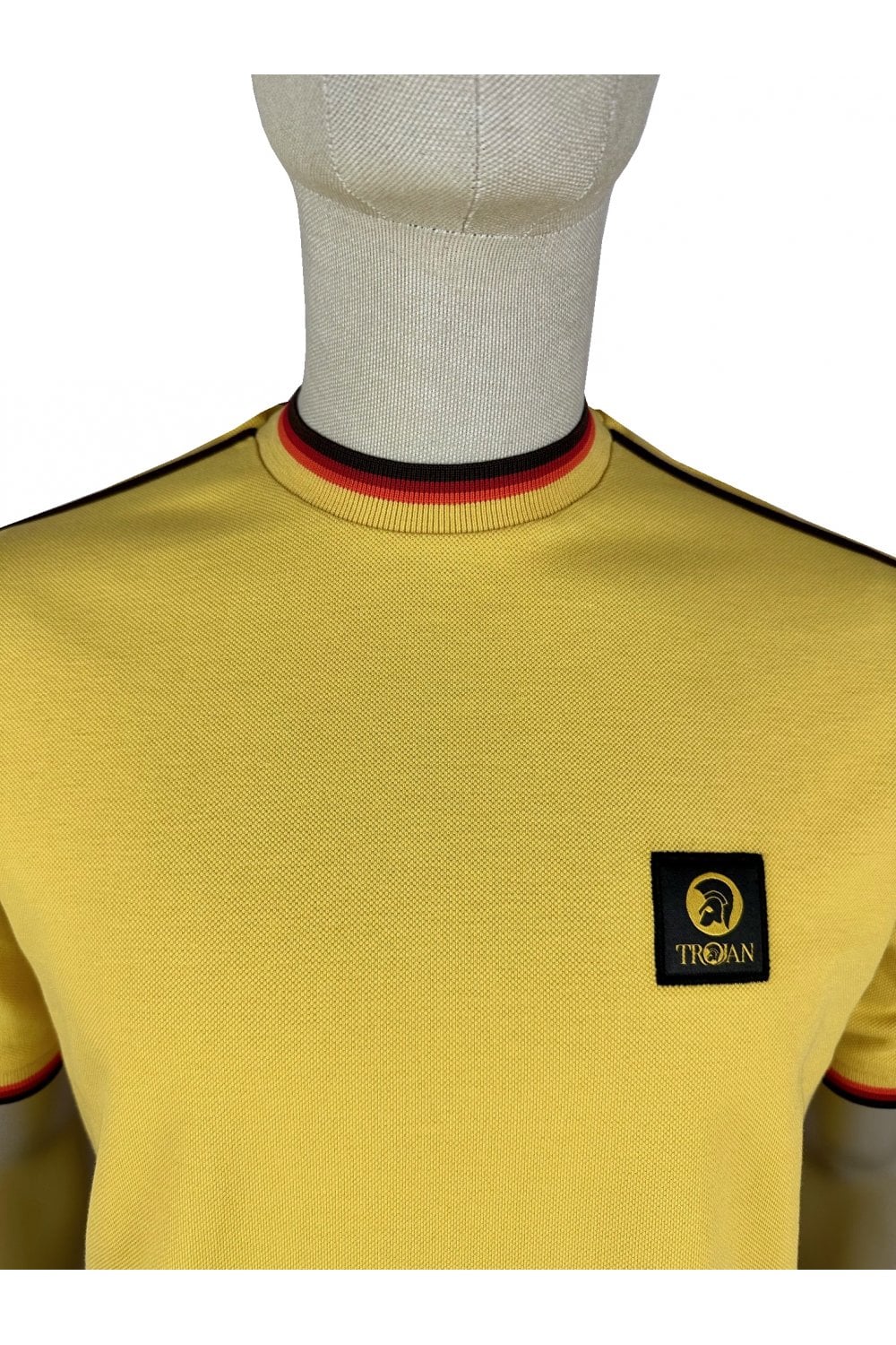 TROJAN Three colour tipped pique polo TC/1042 Mustard - Raw Menswear