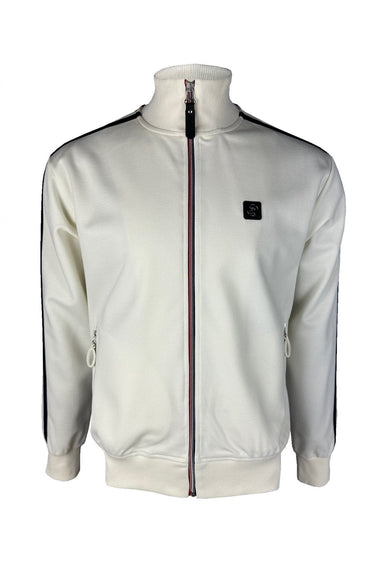 TROJAN Twin-Stripe Contrast Zip Track Top TR/9050 Ecru