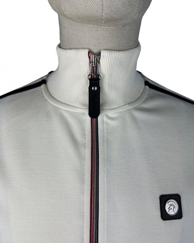 TROJAN Twin-Stripe Contrast Zip Track Top TR/9050 Ecru