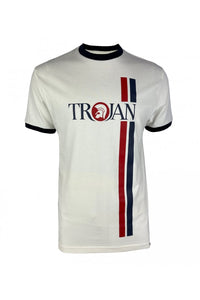 TROJAN Twin Stripe Logo Tee TC/1036 Ecru - Raw Menswear