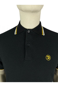 TROJAN Twin Tipped Textured Polo TC/1038 Black - Raw Menswear