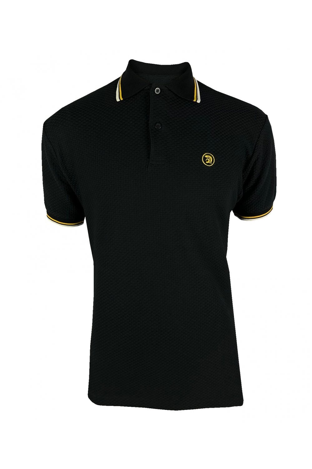 TROJAN Twin Tipped Textured Polo TC/1038 Black - Raw Menswear