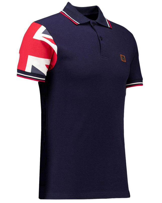 Trojan Flag Sleeve Pique Polo TR/9022 Navy - 126