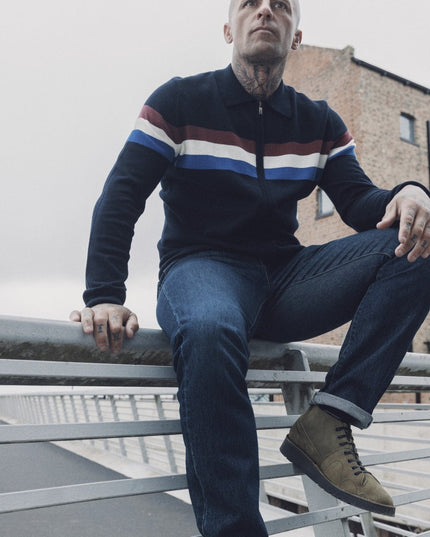 TROJAN Zip Stripe Cardi TR/9011 Navy