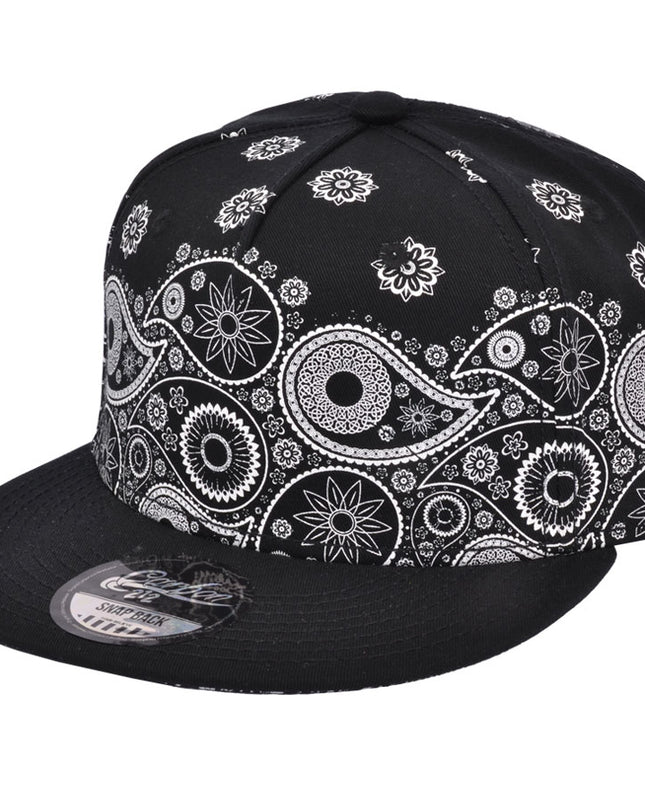 Carbon Paisley Print Snapback Black