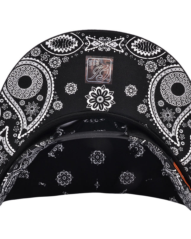 Carbon Paisley Print Snapback Black