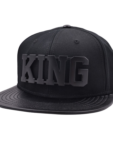 Carbon King Metal Logo PU Visor Snapback Cap Black