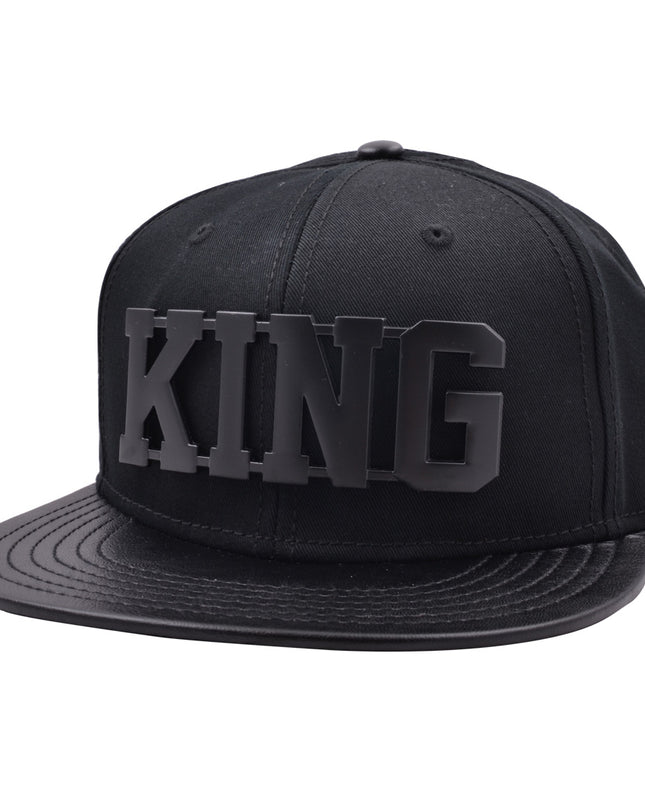 Carbon King Metal Logo PU Visor Snapback Cap Black