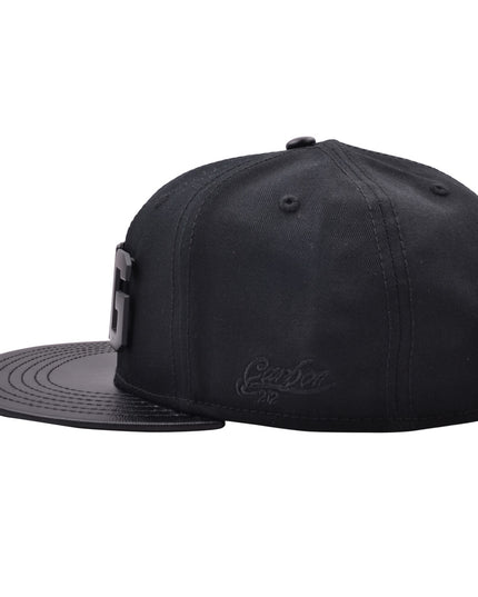 Carbon King Metal Logo PU Visor Snapback Cap Black