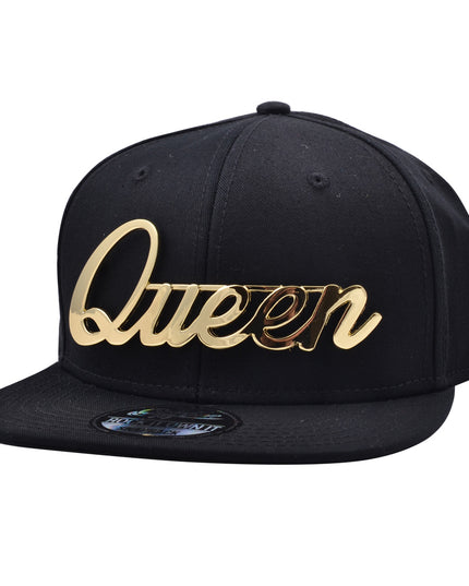 Carbon Queen Gold Metal Snapback Cap Black
