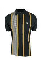 Load image into Gallery viewer, TROJAN Taped Houndstooth Panel Polo TR/8828 Black - Raw Menswear
