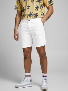 Jack & Jones Bowie Solid Chino Shorts White - Raw Menswear