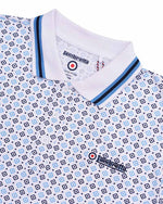Load image into Gallery viewer, Lambretta Geo AOP Polo White (Azure/Navy) - Raw Menswear
