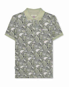 Lambretta Paisley Brand Polo Desert Sage - Raw Menswear