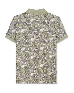 Lambretta Paisley Brand Polo Desert Sage - Raw Menswear