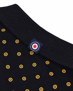 Lambretta Target AOP Premium Polo Black/Gold - Raw Menswear