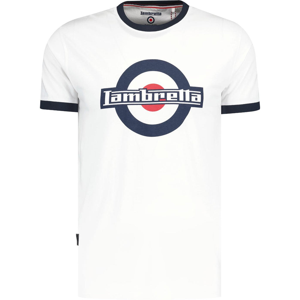 Lambretta Logo Ringer Tee White - Raw Menswear