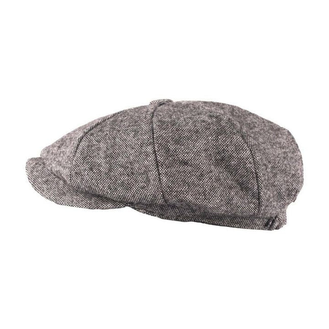 Tweed Newsboy Cap - Black and White Mix (Hat 284) - 1472 Raw Menswear