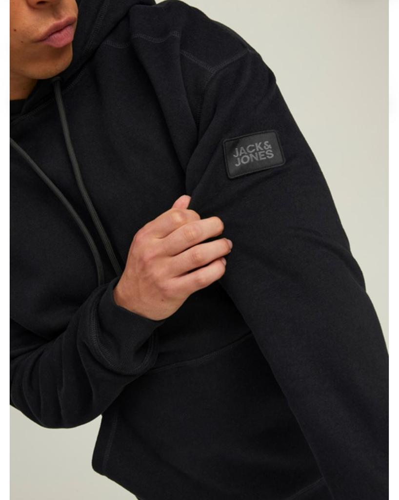 Jack & Jones Classic Soft Touch Hoodie Black - Raw Menswear