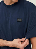 Load image into Gallery viewer, Jack &amp; Jones Waffle Badge Tee Navy - Raw Menswear

