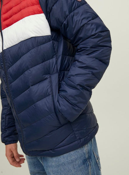 Red White and Blue Puffer Jacket - Mens Lightweight Puffer Red