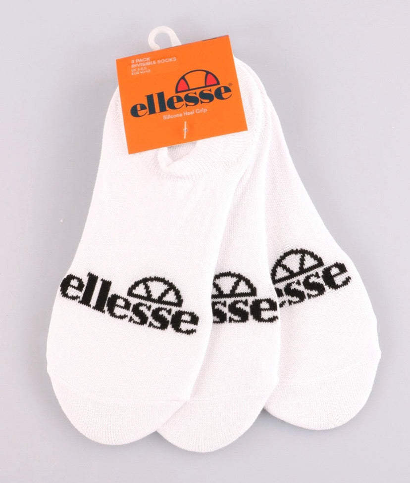 Ellesse 3 Pack Invisible Trainer Socks White UK Size 9-11.5 - Raw Menswear