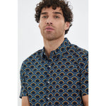 Load image into Gallery viewer, Threadbare Birchfield Short Sleeve Geo Print Shirt Navy - Raw Menswear
