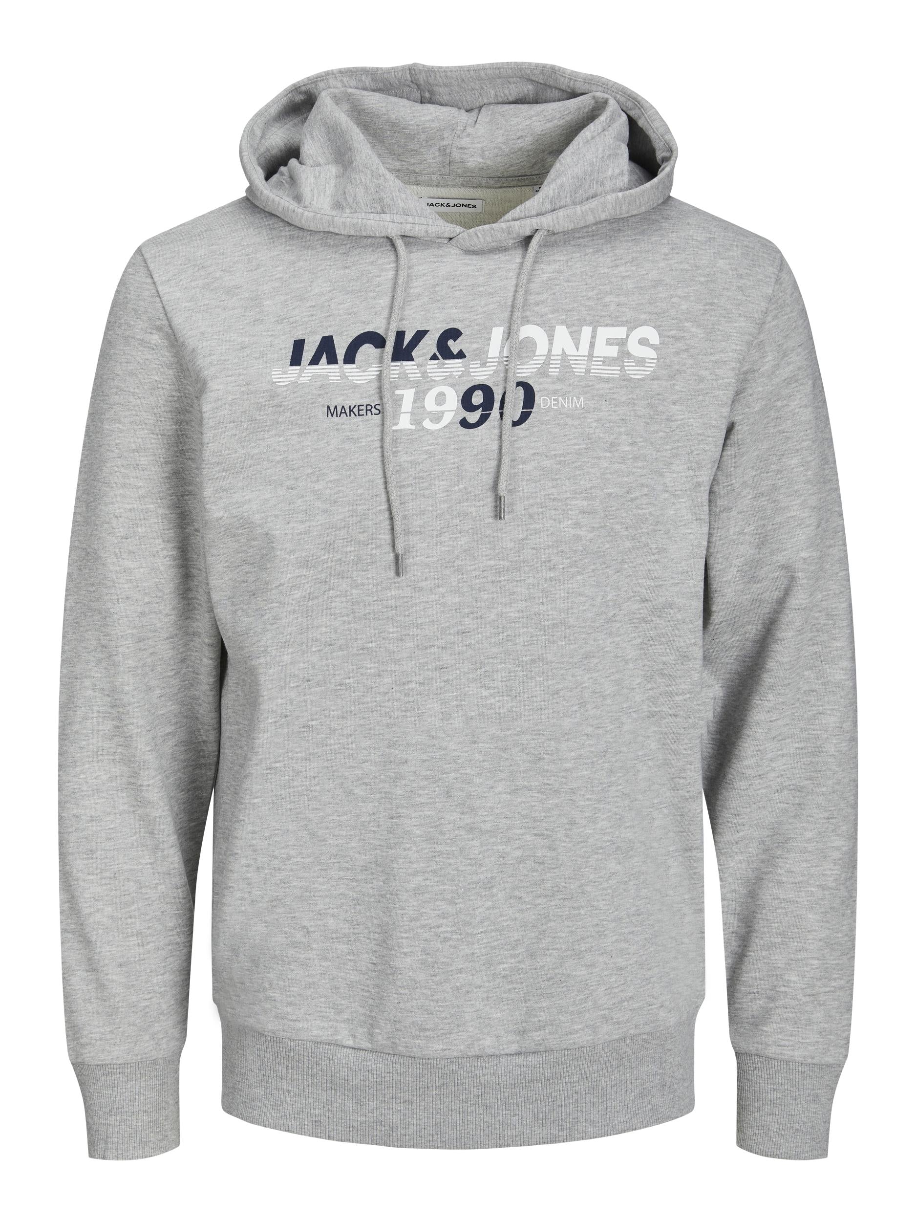 Jack & Jones Work Sweat Hoodie Grey - Raw Menswear
