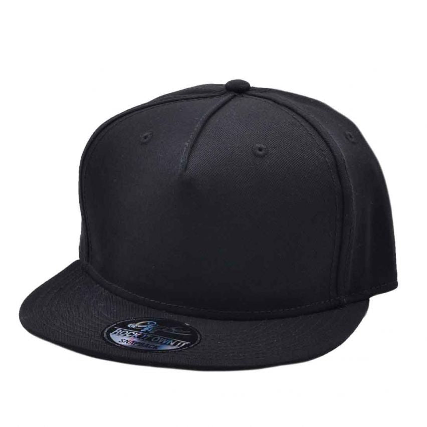 Carbon212 Plain Structured Front Panel Snapback Black - Raw Menswear