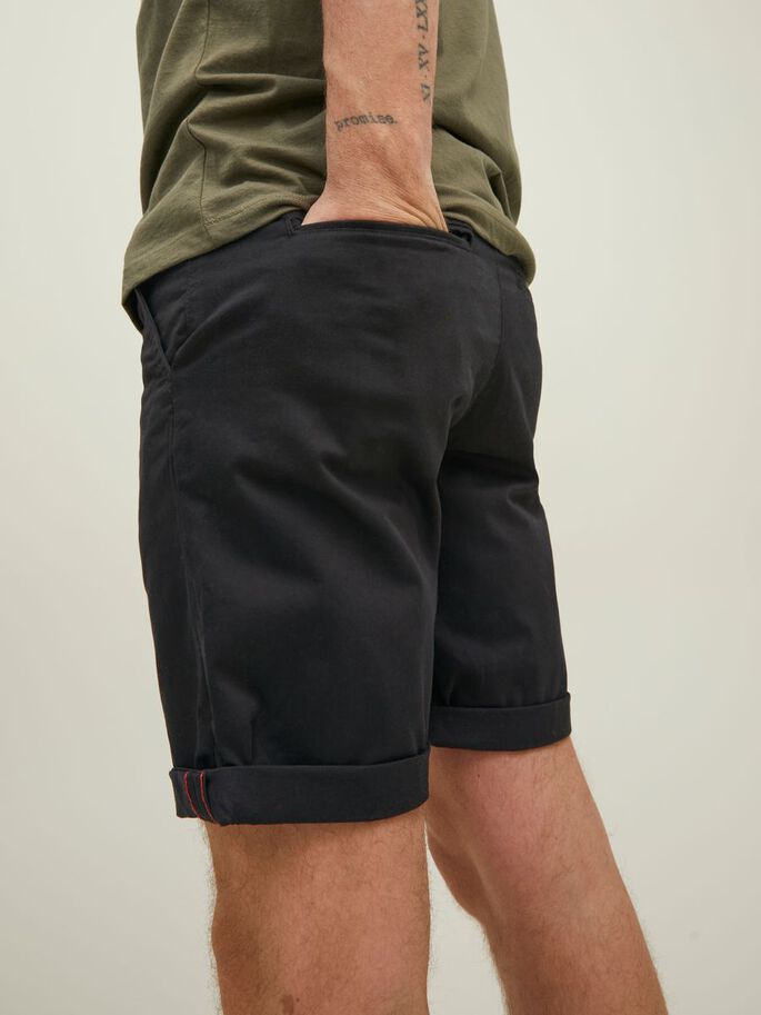 Jack & Jones Bowie Solid Chino Shorts Black - Raw Menswear