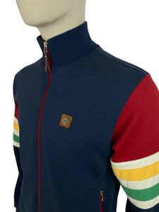Trojan TR/8700 Marley Stripe Sleeve Track Top Jacket Navy - Raw Menswear